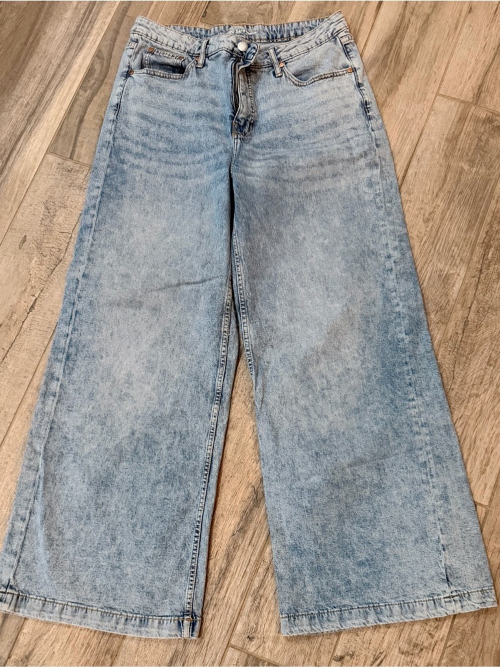 ON 34th wide leg high rise jeans sz 10 30x30 ankle flare - Picture 2 of 7